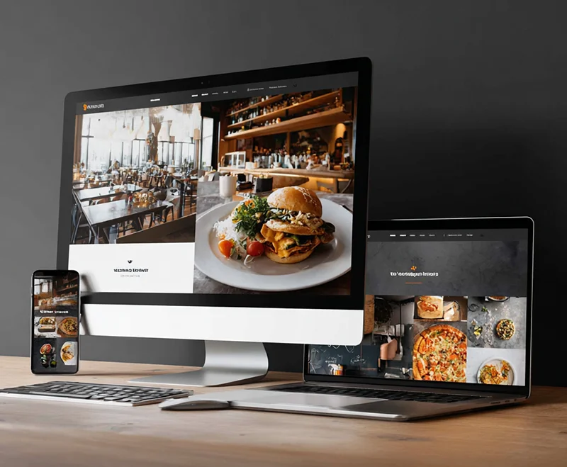 Restaurant website displaying appetizing food photos in elegant layout